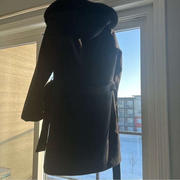 NWOT H&M women black coat with furr, Size XS - Picture 3 of 12
